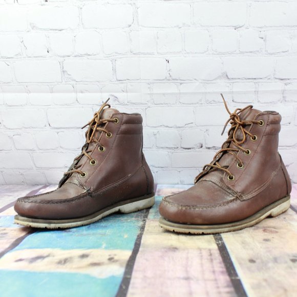 LL BEAN Chukka Lace Up Leather Ankle Boots 7 W - Picture 2 of 9